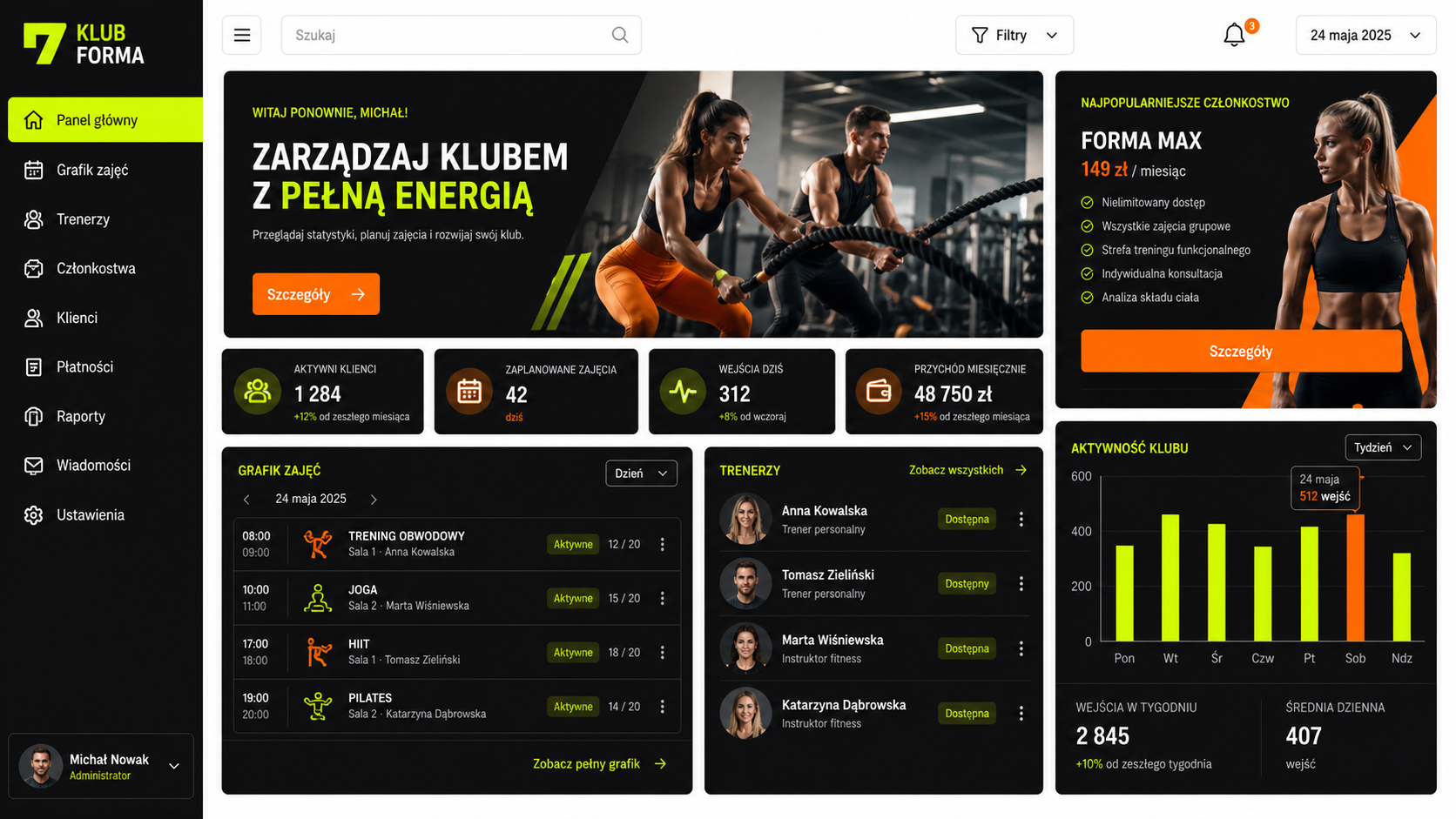 Strona siłowni lub centrum fitness