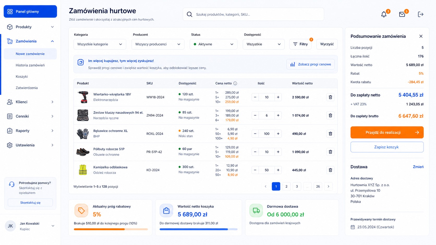 Platforma sprzedaży hurtowej B2B